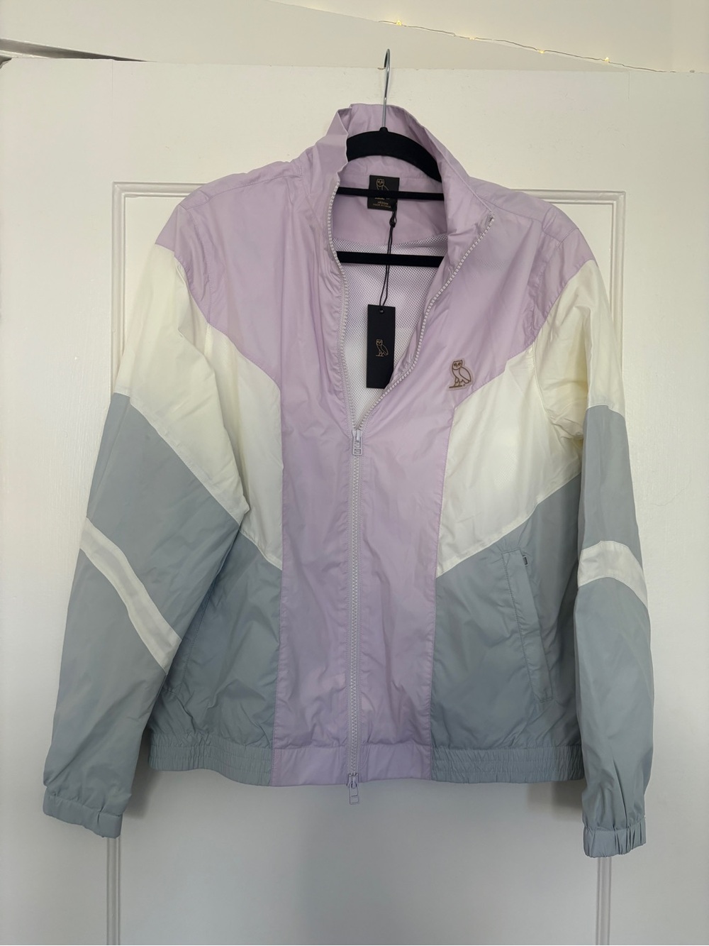 OVO Lilac, Gray & Cream Colorblock Bomber Jacket